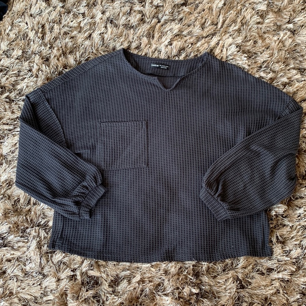 Bell sleeve waffle knit top